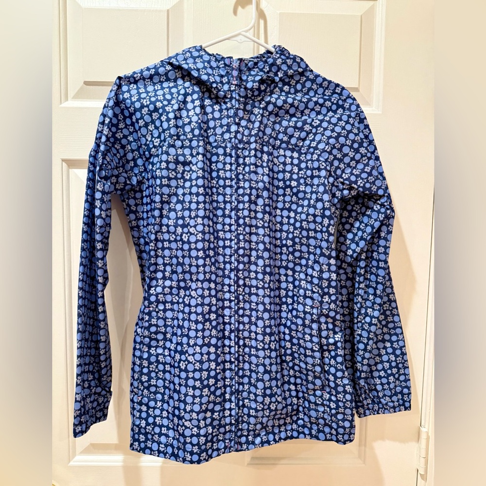 Lands' End Kids Navy Floral Rain Jacket